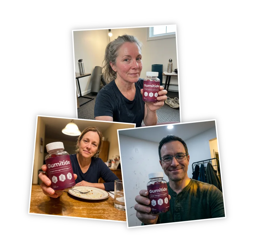 Happy Gumitide customers holding their bottles